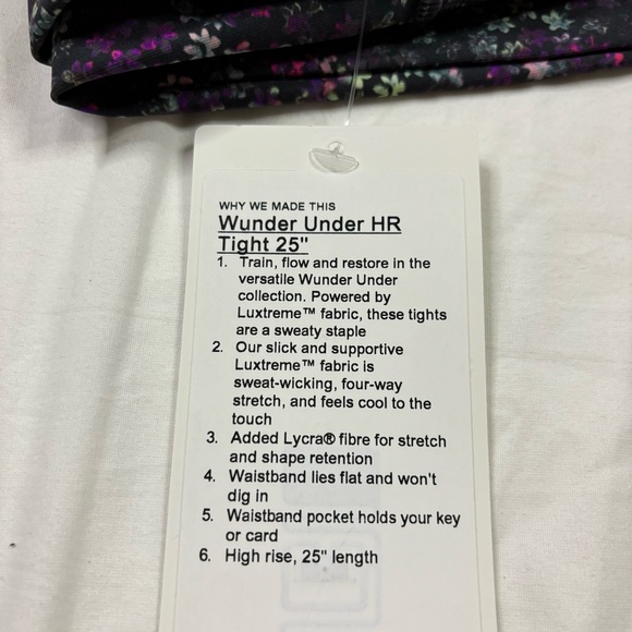 Lululemon Wunder Train HR Tight 25” Legging FLRM Floral Purple Women's Size 2 - Picture 3 of 5